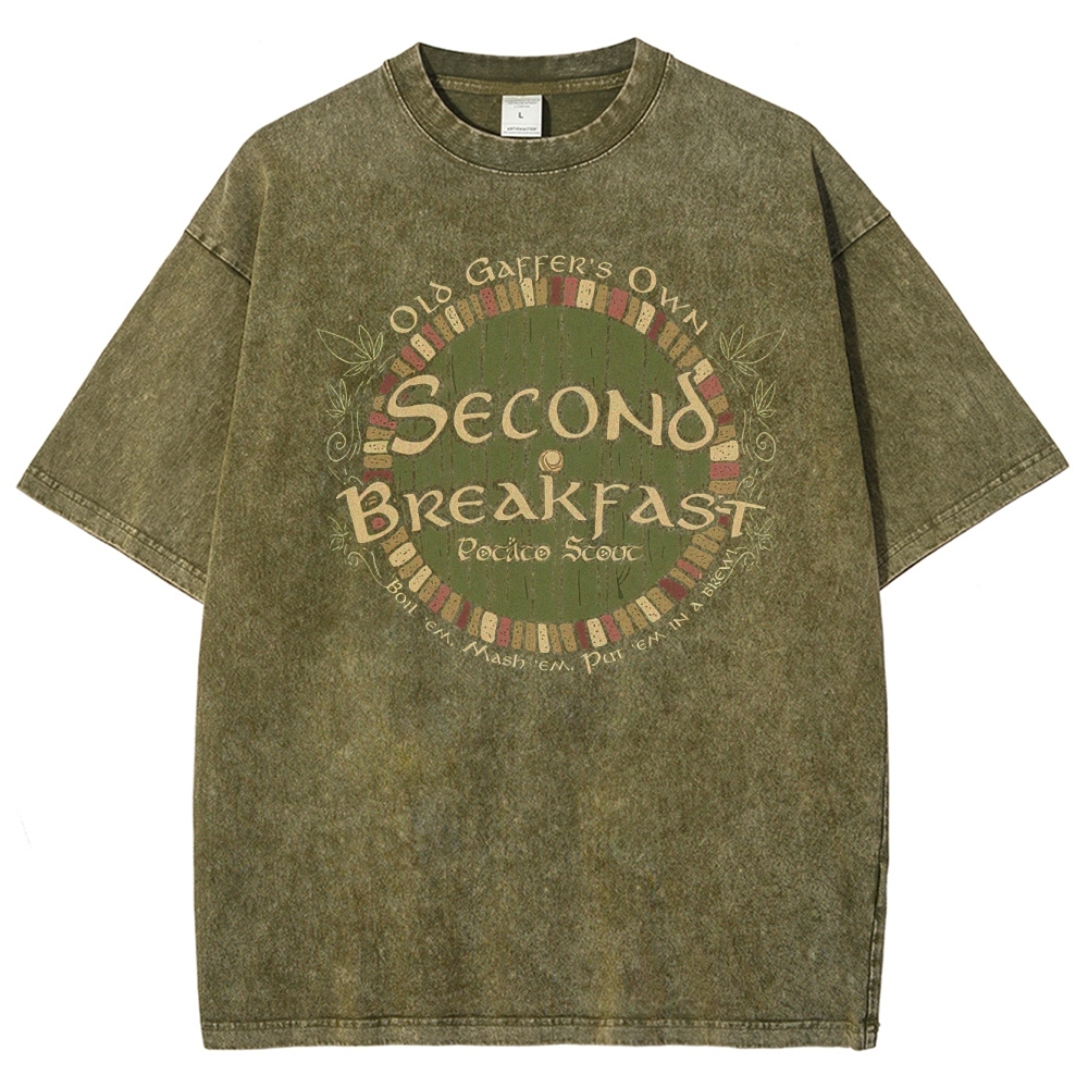 Second Breakfast Hobbit Recipe Washed T-Shirt