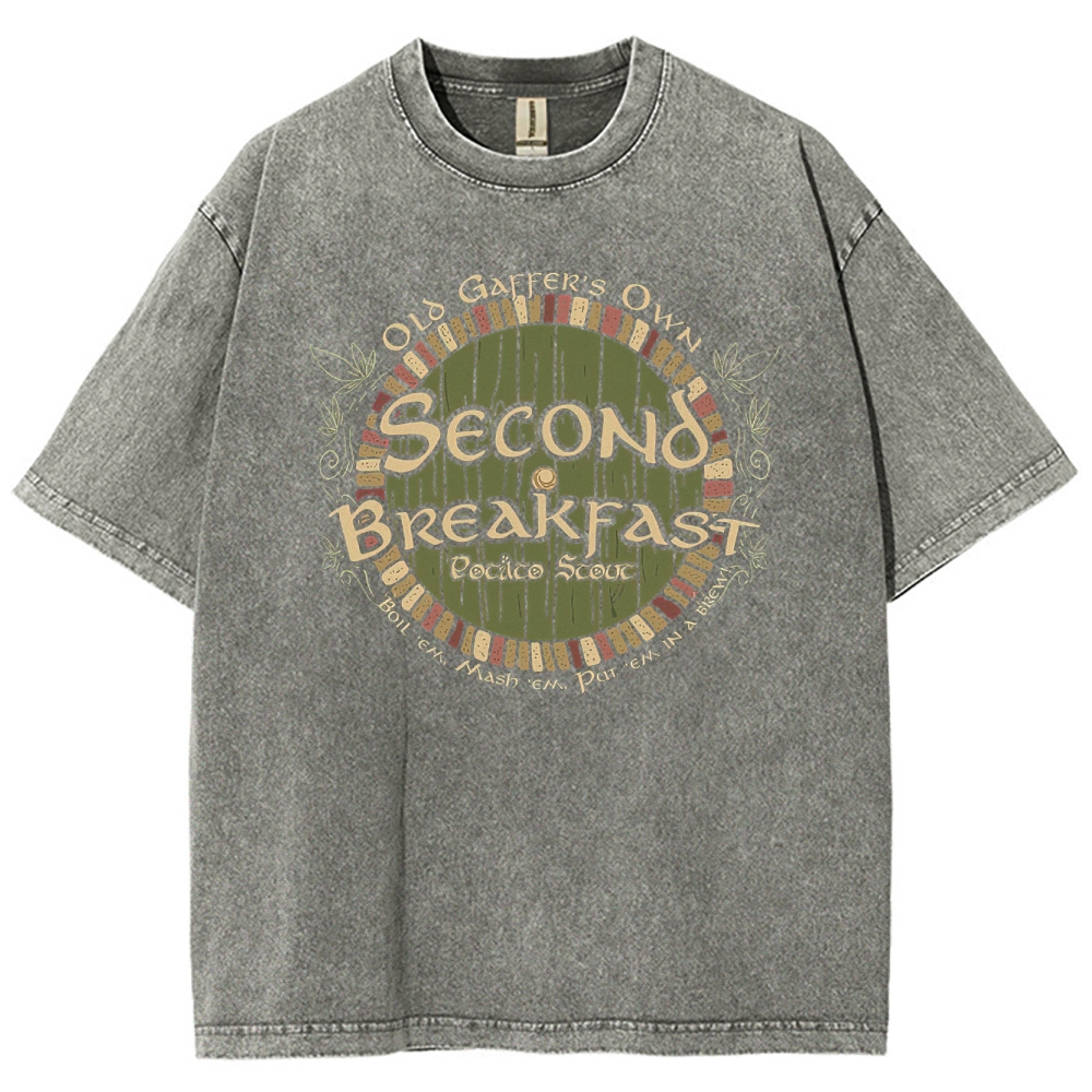Second Breakfast Hobbit Recipe Washed T-Shirt