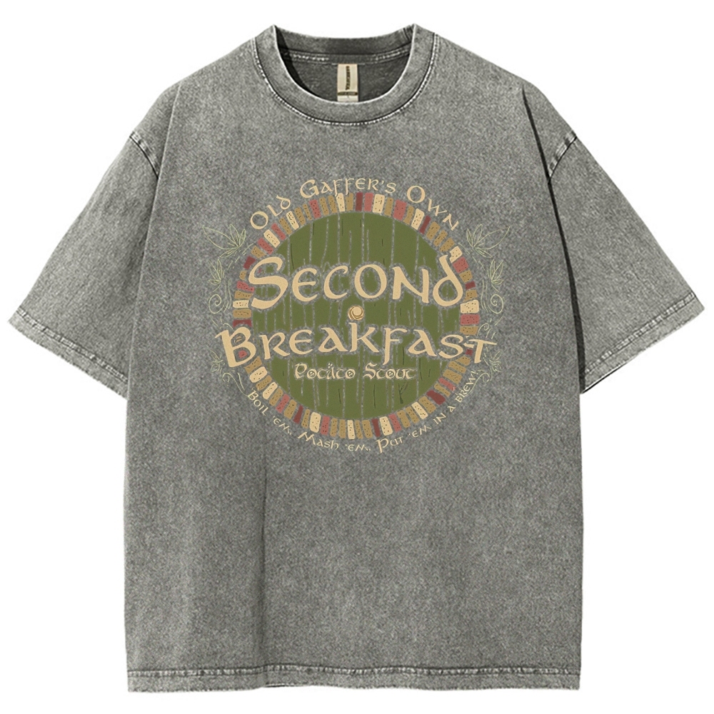 Second Breakfast Hobbit Recipe Washed T-Shirt