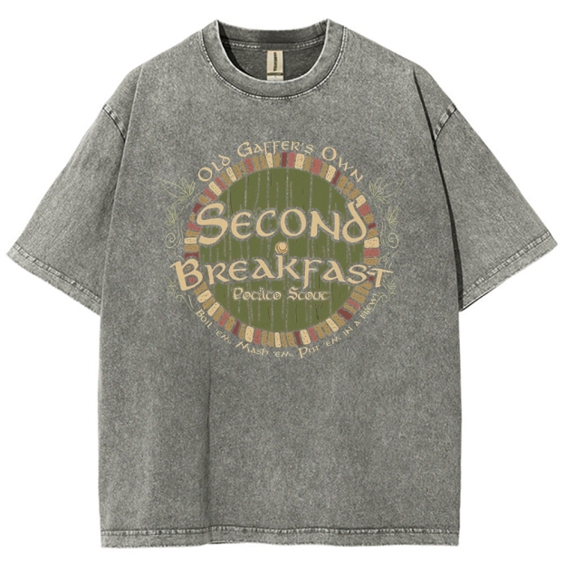 Second Breakfast Hobbit Recipe Washed T-Shirt