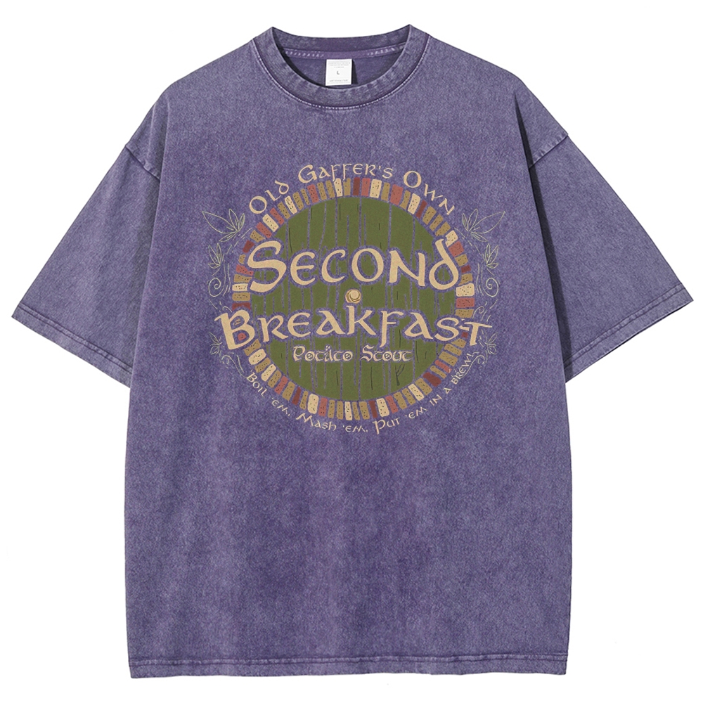 Second Breakfast Hobbit Recipe Washed T-Shirt