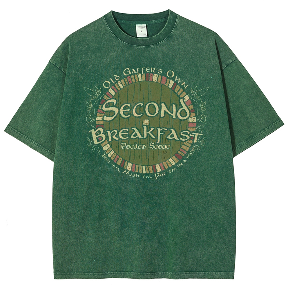 Second Breakfast Hobbit Recipe Washed T-Shirt