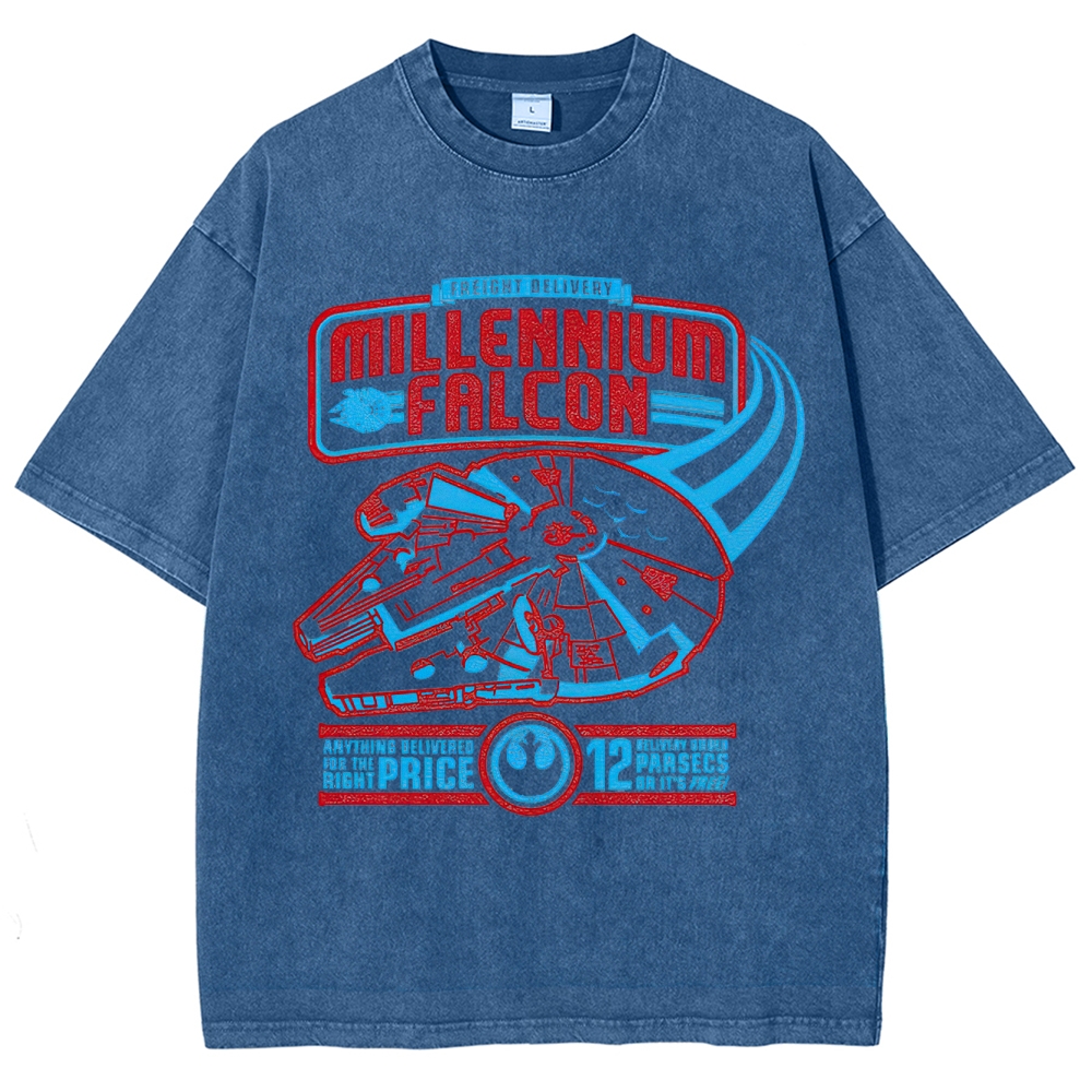 Millennium Falcon Freight Delivery Washed T-Shirt