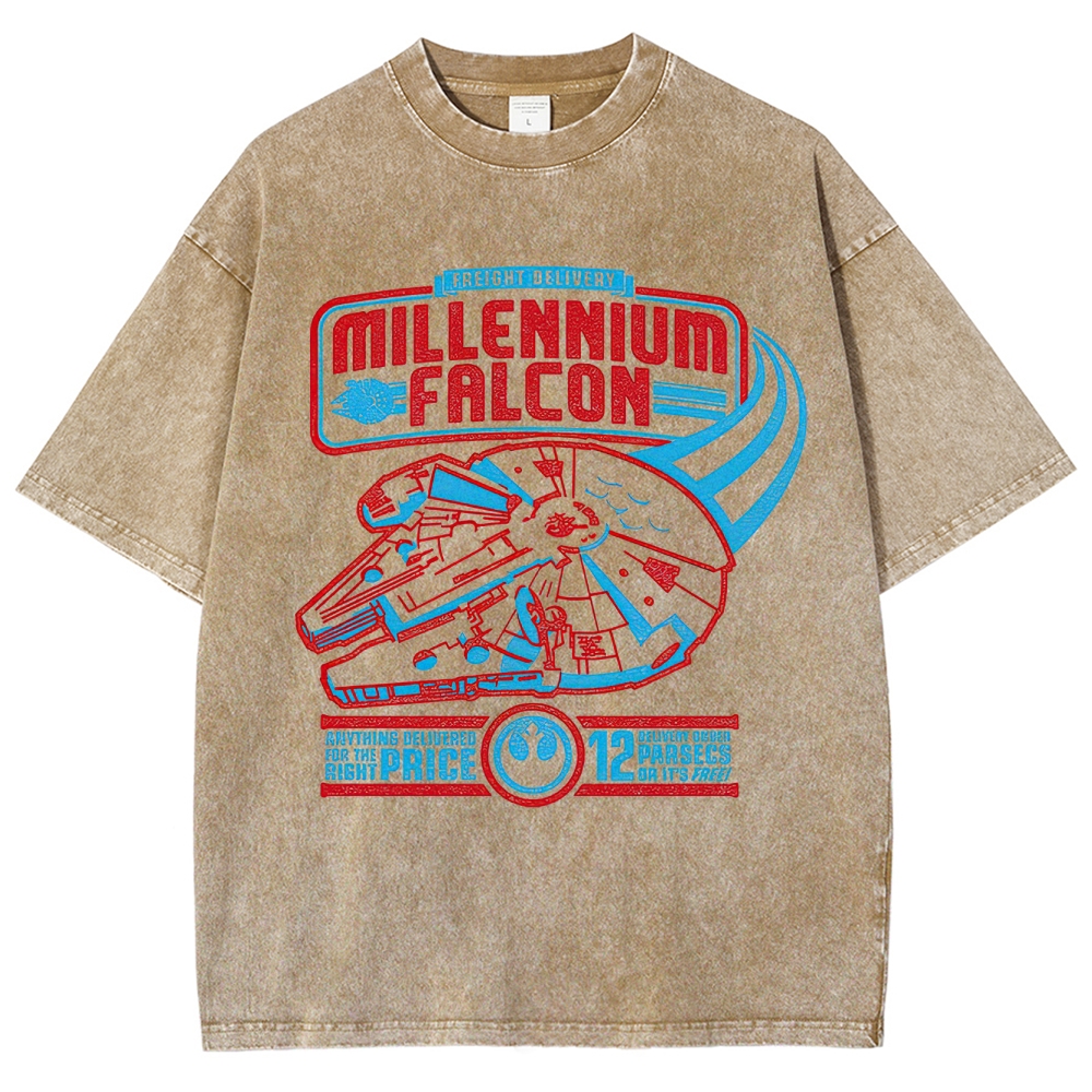 Millennium Falcon Freight Delivery Washed T-Shirt