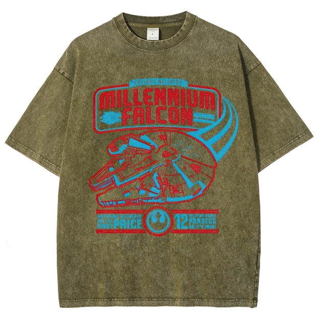 Millennium Falcon Freight Delivery Washed T-Shirt