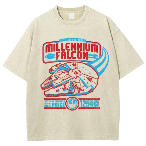 Millennium Falcon Freight Delivery Washed T-Shirt