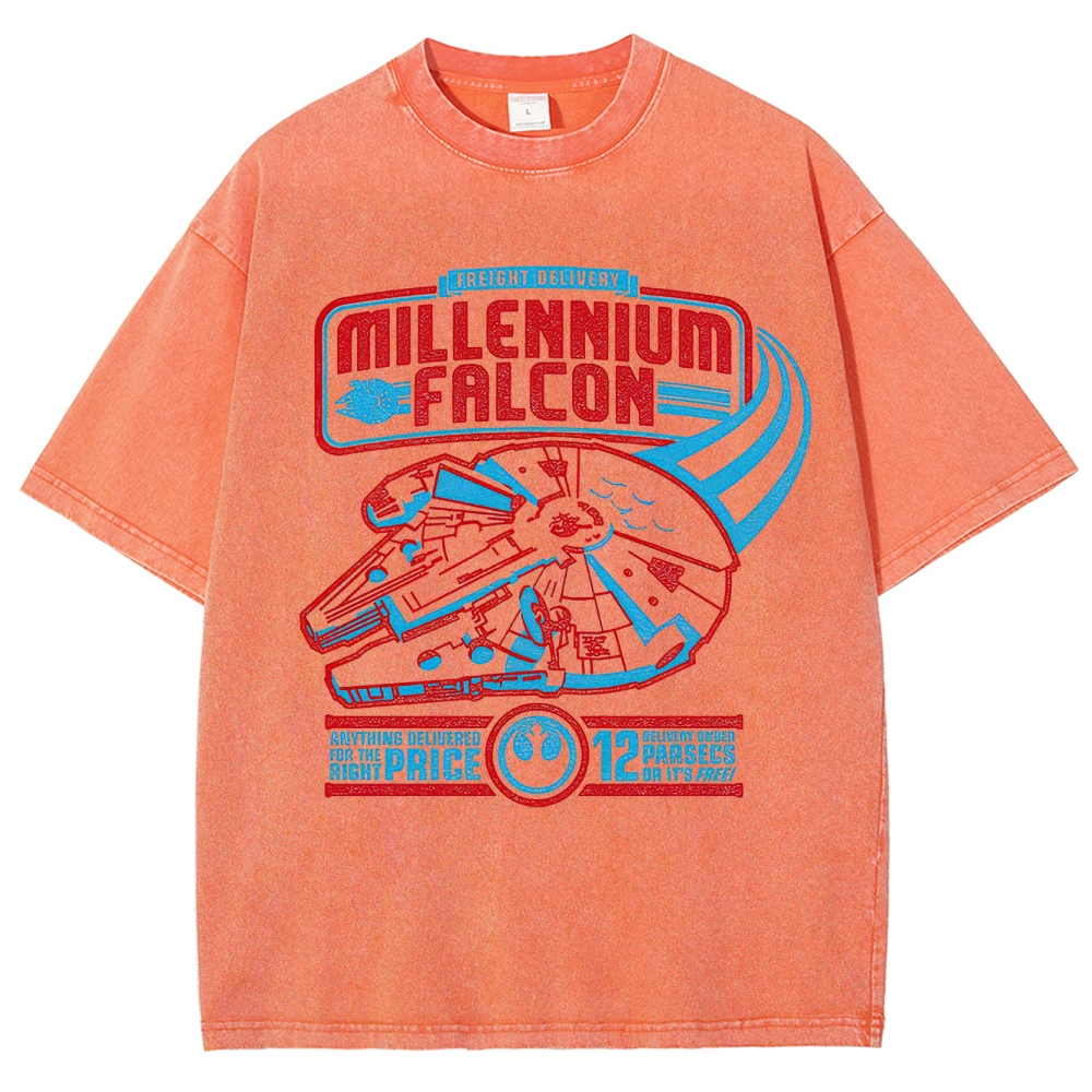 Millennium Falcon Freight Delivery Washed T-Shirt