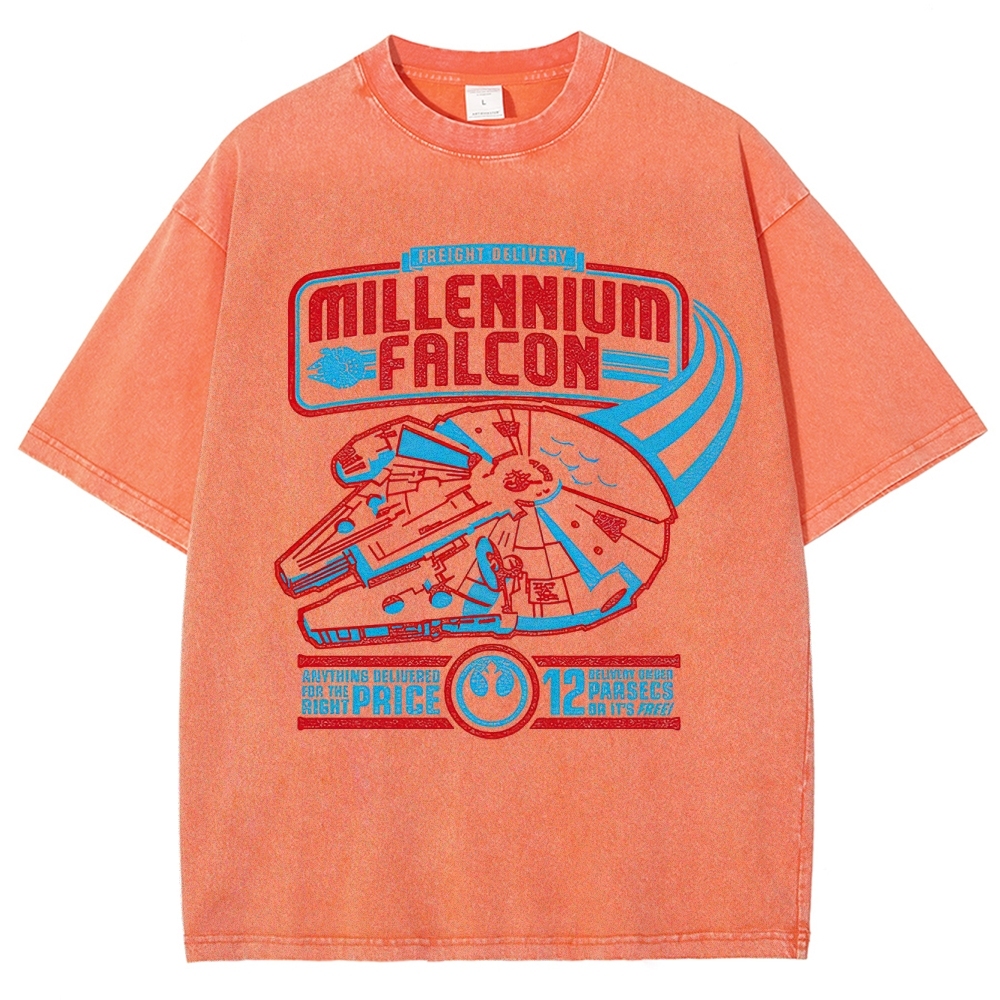Millennium Falcon Freight Delivery Washed T-Shirt