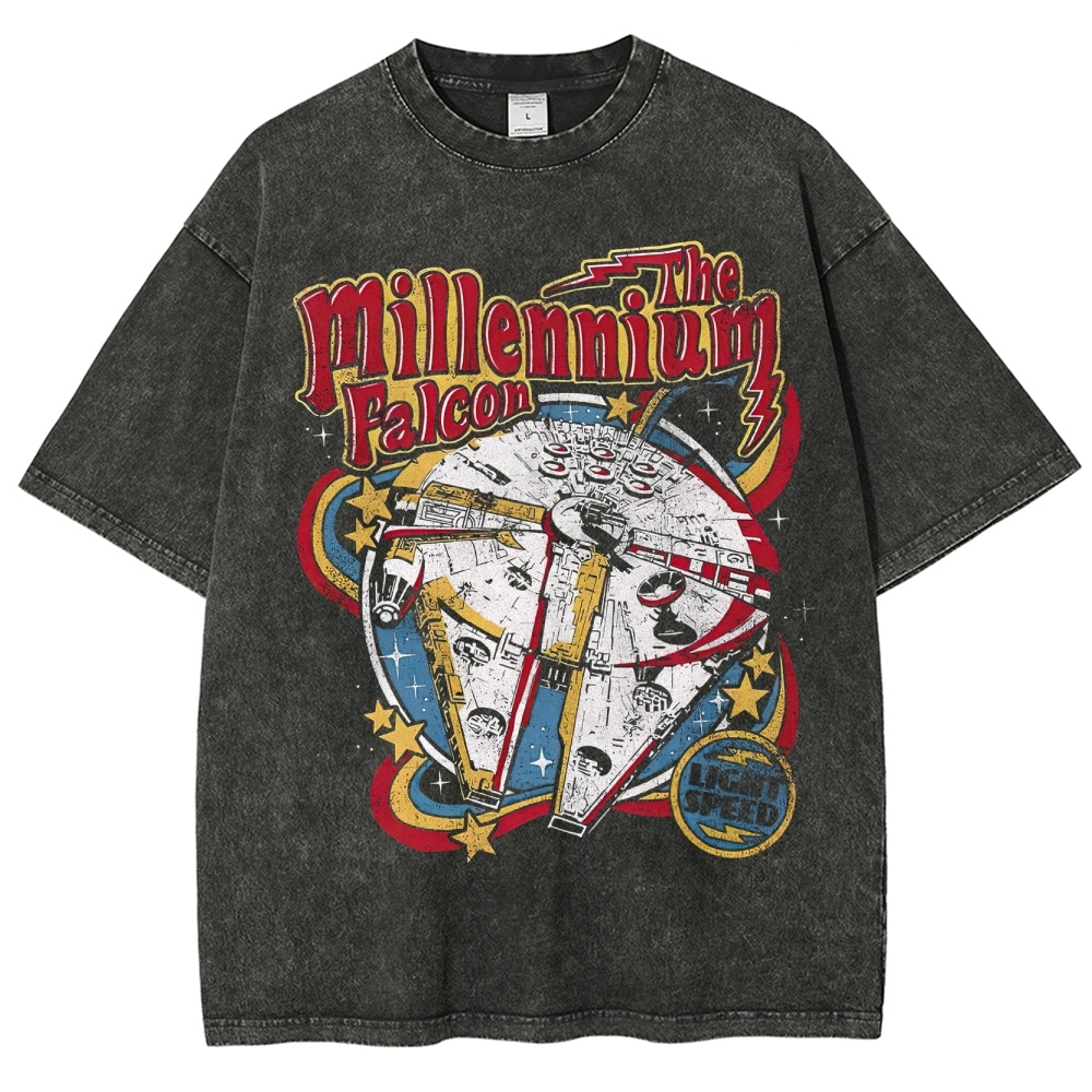Millennium Falcon Retro Pop Washed T-Shirt