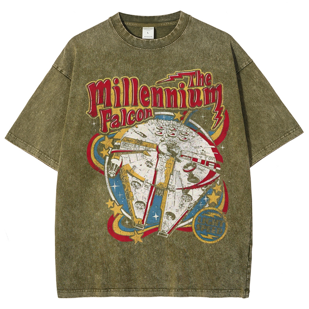 Millennium Falcon Retro Pop Washed T-Shirt