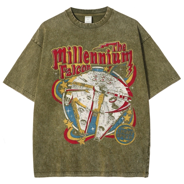 Millennium Falcon Retro Pop Washed T-Shirt
