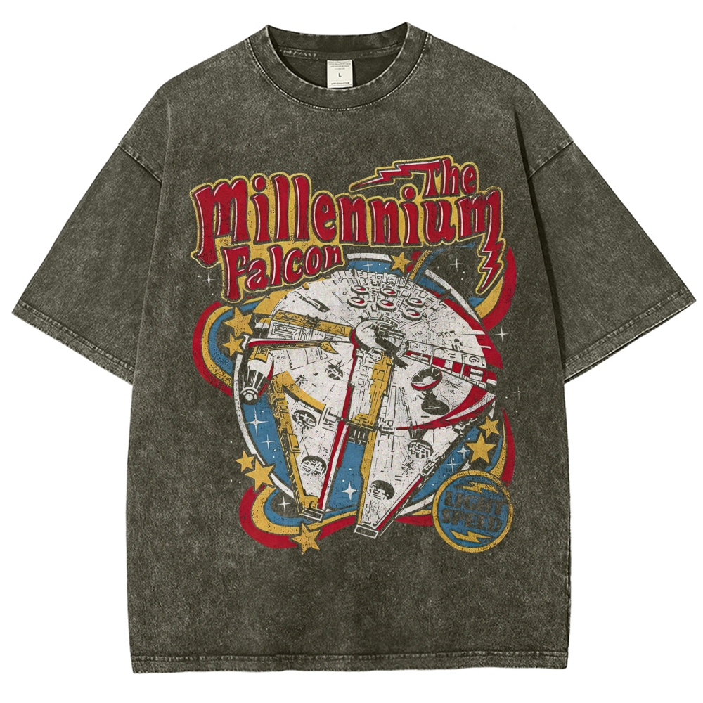 Millennium Falcon Retro Pop Washed T-Shirt