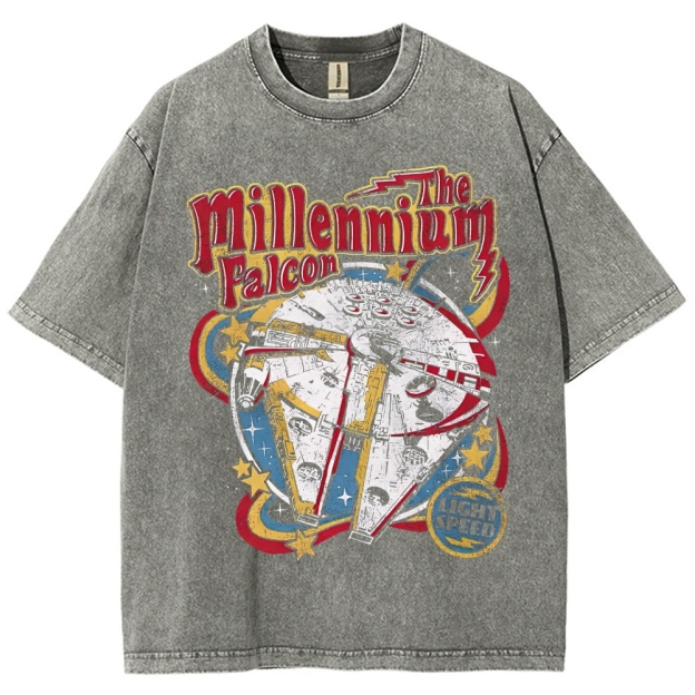 Millennium Falcon Retro Pop Washed T-Shirt