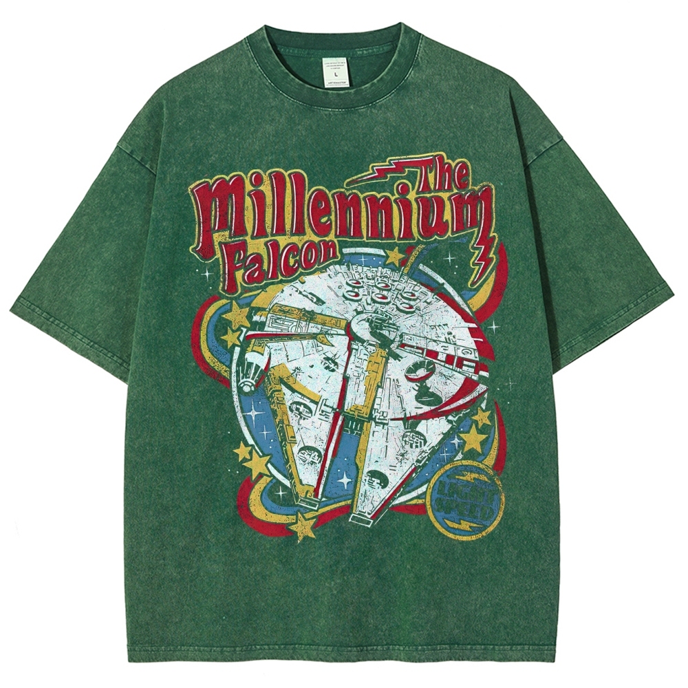 Millennium Falcon Retro Pop Washed T-Shirt