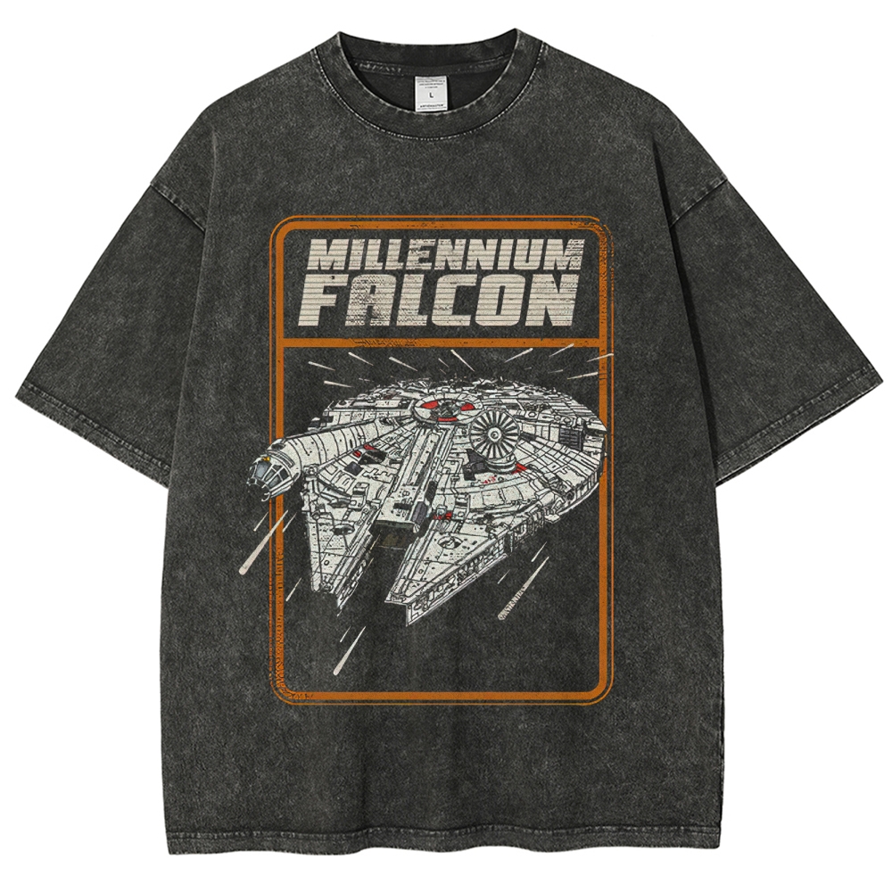Millennium Falcon Blueprint Washed T-Shirt