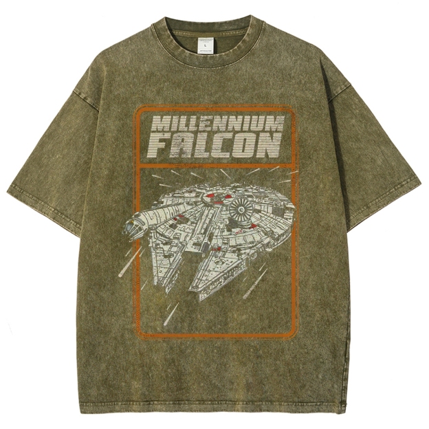 Millennium Falcon Blueprint Washed T-Shirt
