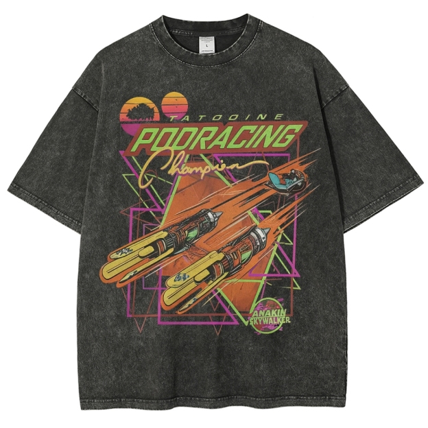 Anakin Podracing Retro Wave Washed T-Shirt