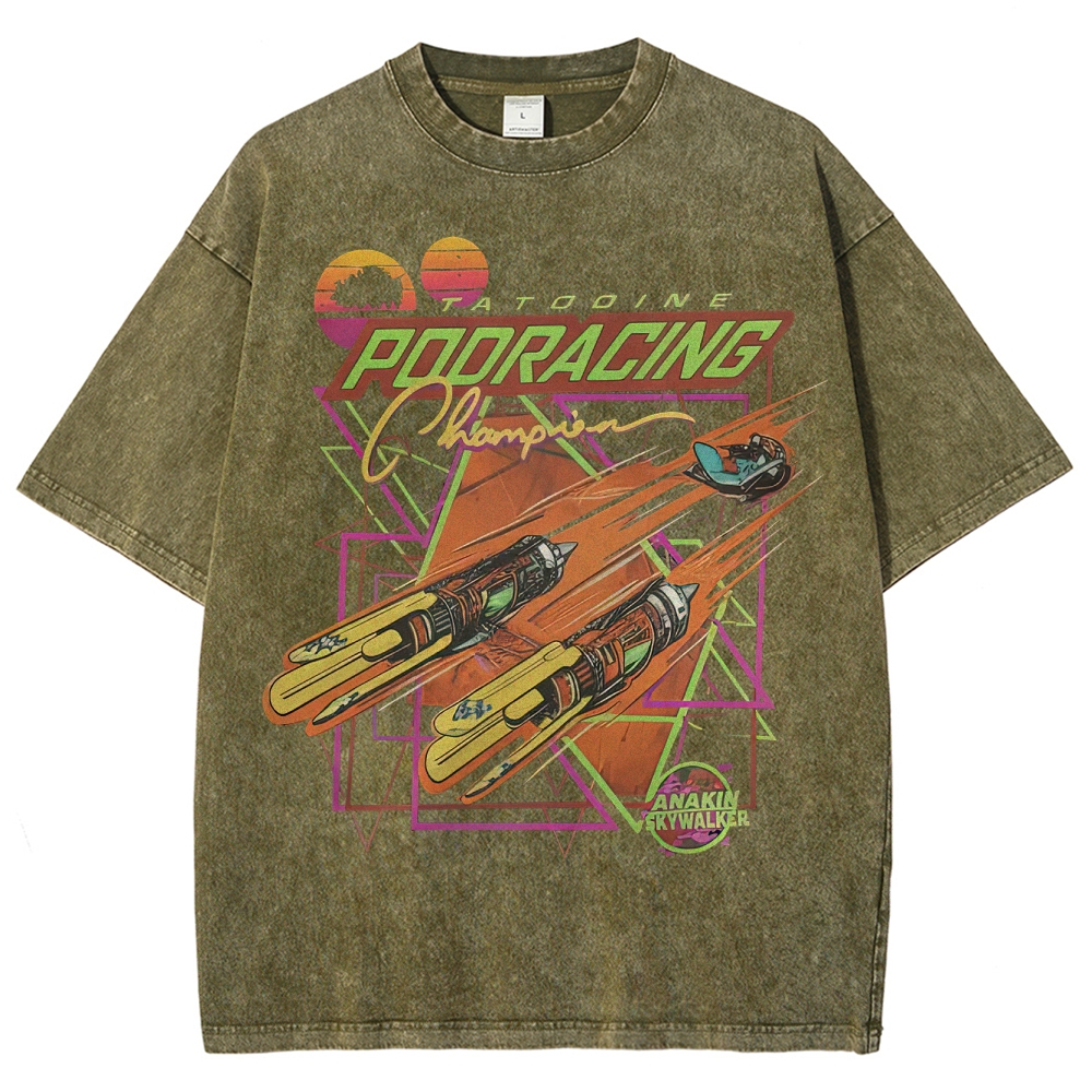 Anakin Podracing Retro Wave Washed T-Shirt