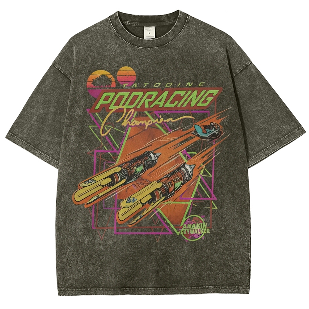 Anakin Podracing Retro Wave Washed T-Shirt