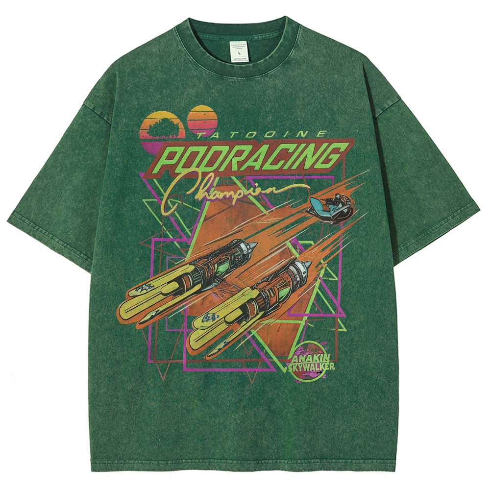 Anakin Podracing Retro Wave Washed T-Shirt