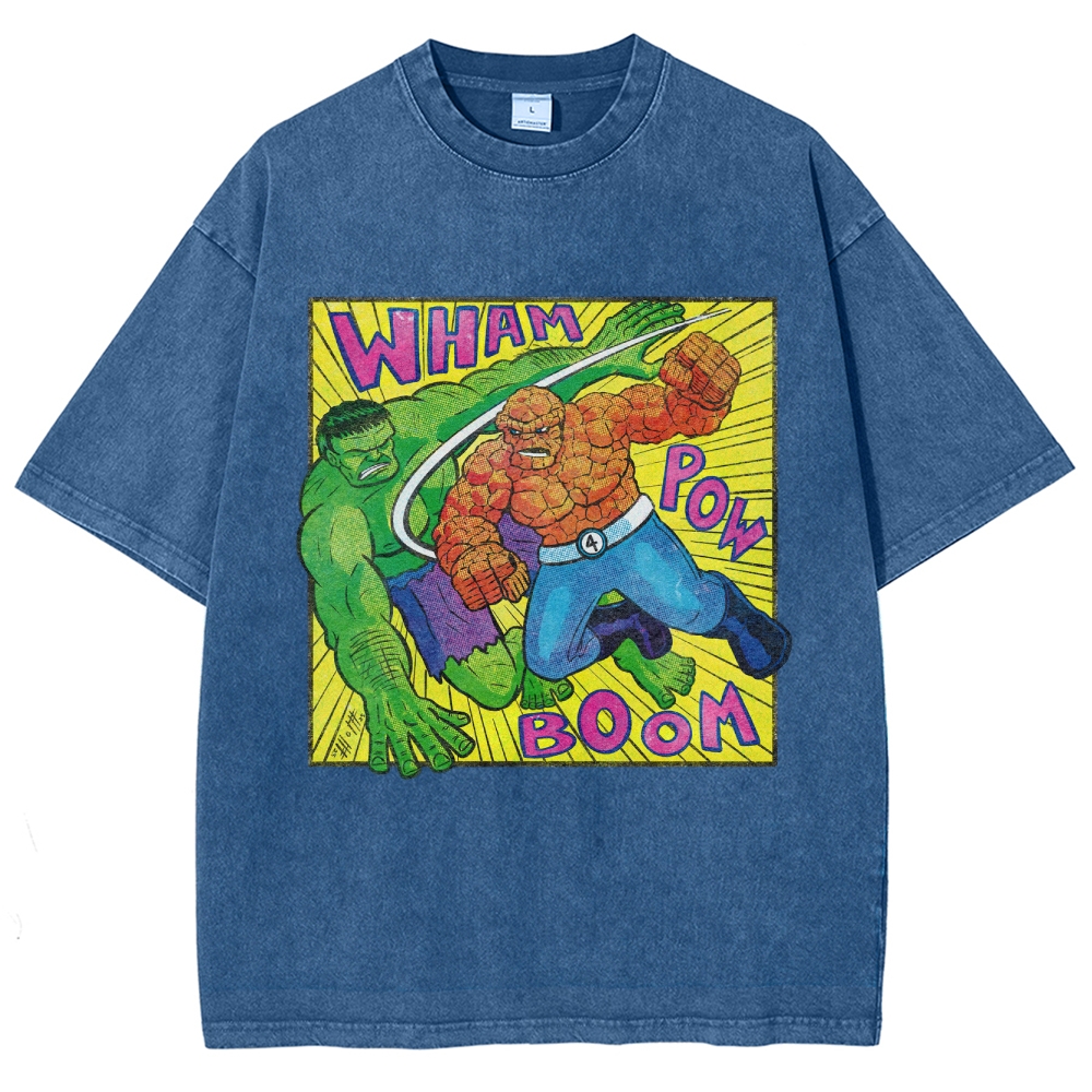 Hulk vs. Thing Retro Comic Brawl Washed T-Shirt