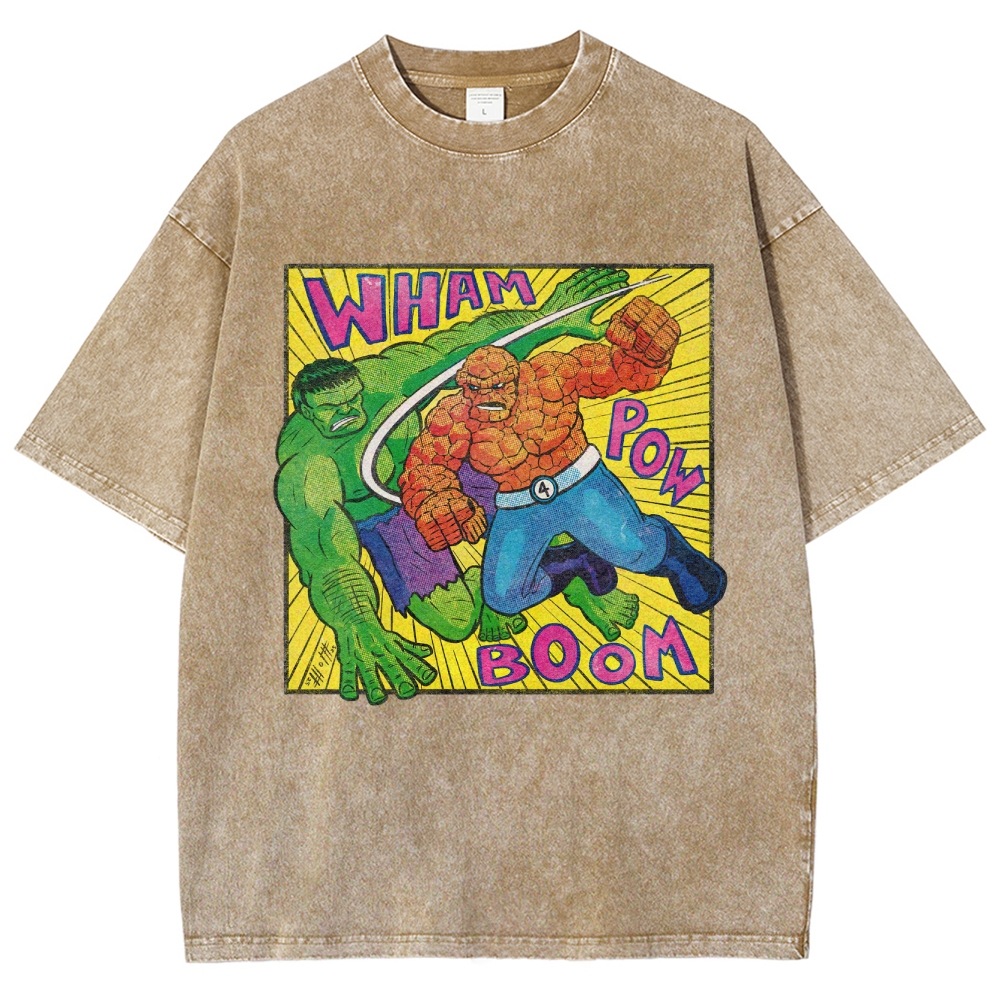 Hulk vs. Thing Retro Comic Brawl Washed T-Shirt