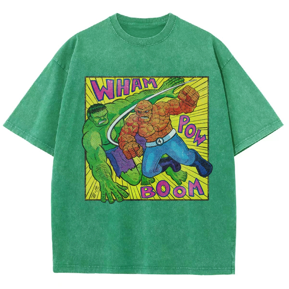 Hulk vs. Thing Retro Comic Brawl Washed T-Shirt