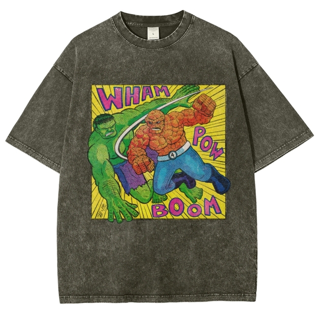 Hulk vs. Thing Retro Comic Brawl Washed T-Shirt