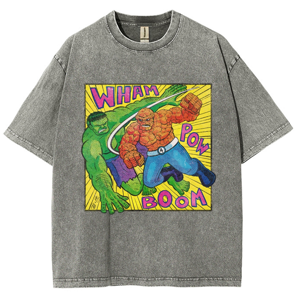 Hulk vs. Thing Retro Comic Brawl Washed T-Shirt
