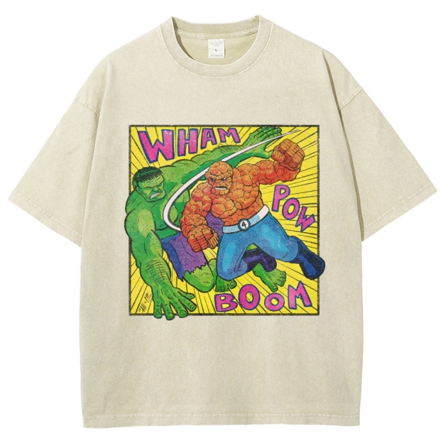 Hulk vs. Thing Retro Comic Brawl Washed T-Shirt