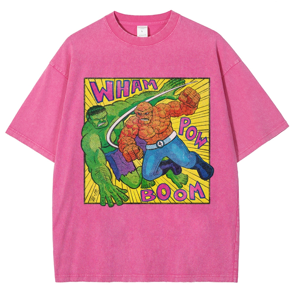 Hulk vs. Thing Retro Comic Brawl Washed T-Shirt