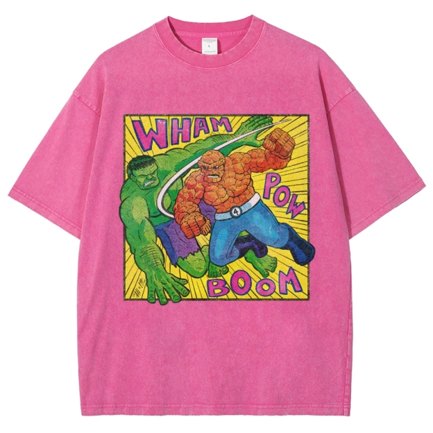Hulk vs. Thing Retro Comic Brawl Washed T-Shirt