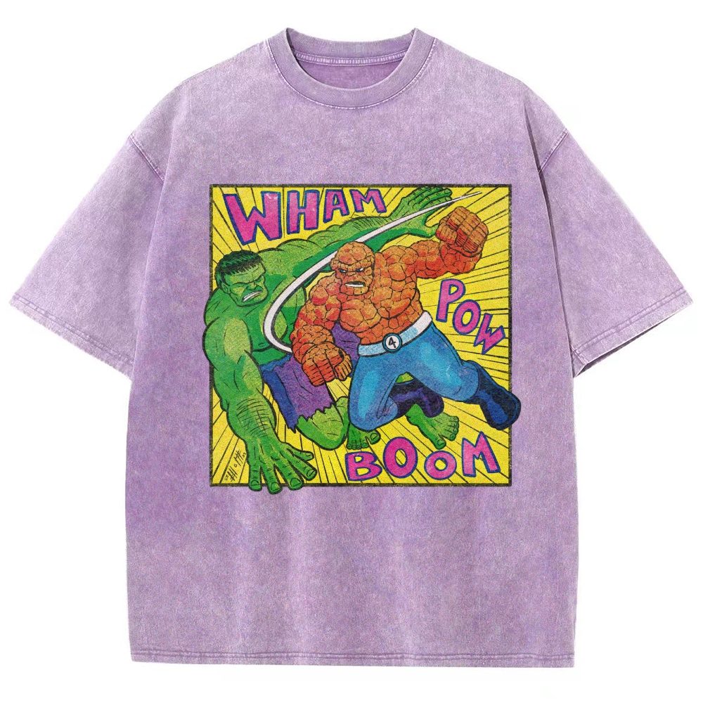 Hulk vs. Thing Retro Comic Brawl Washed T-Shirt