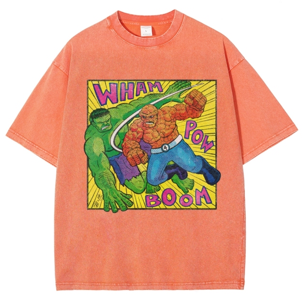 Hulk vs. Thing Retro Comic Brawl Washed T-Shirt