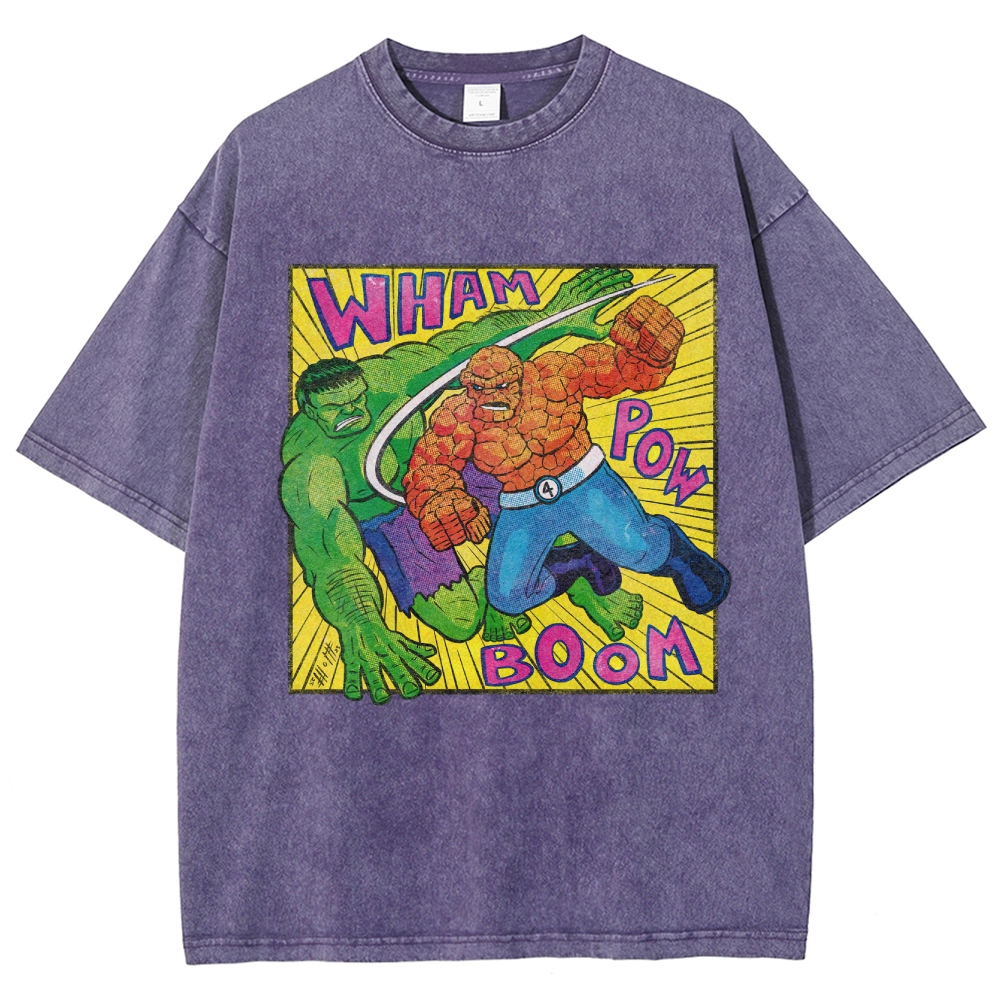 Hulk vs. Thing Retro Comic Brawl Washed T-Shirt