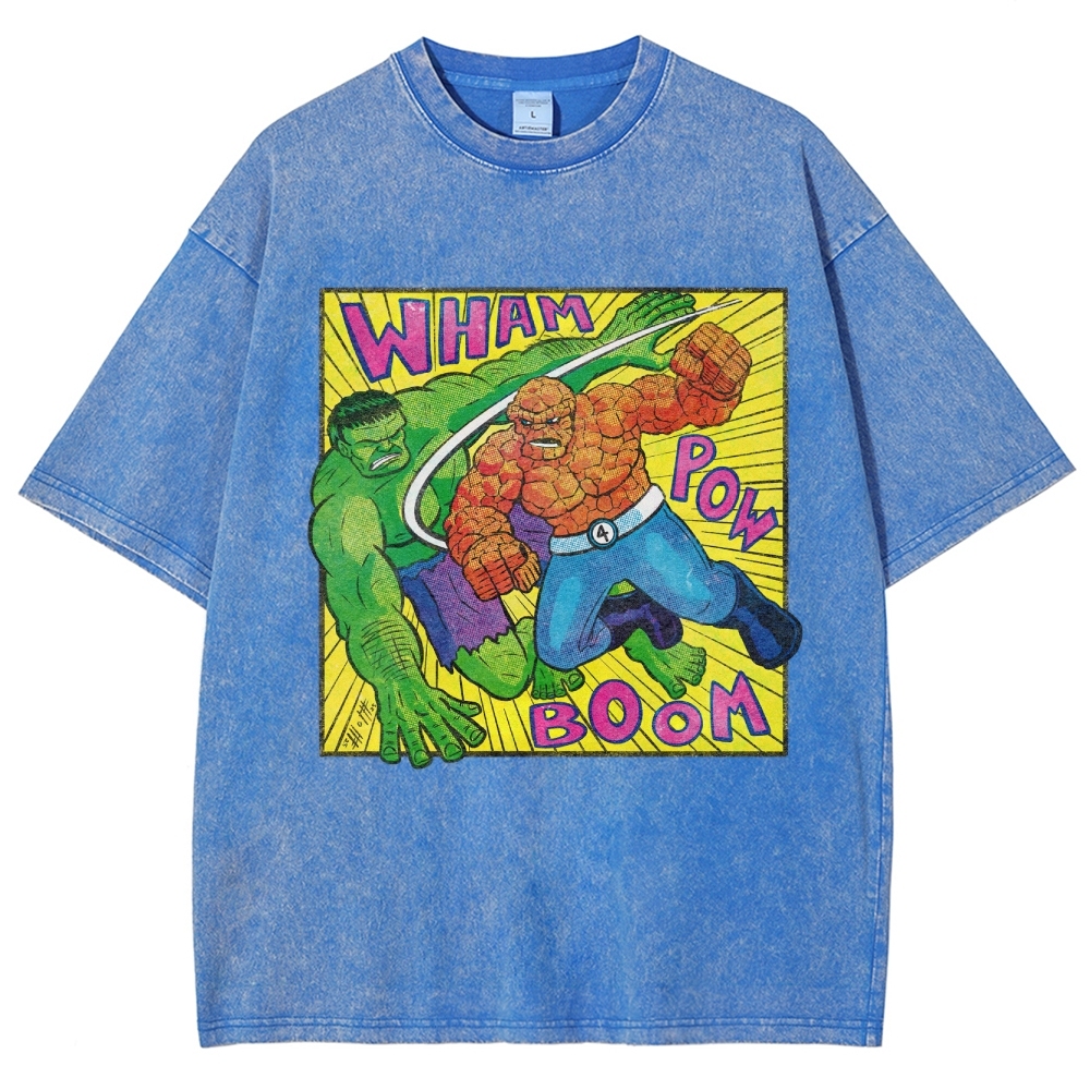 Hulk vs. Thing Retro Comic Brawl Washed T-Shirt