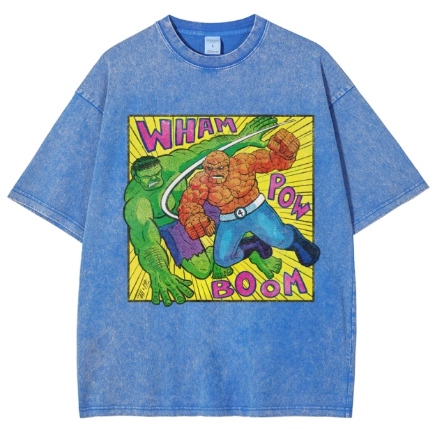 Hulk vs. Thing Retro Comic Brawl Washed T-Shirt