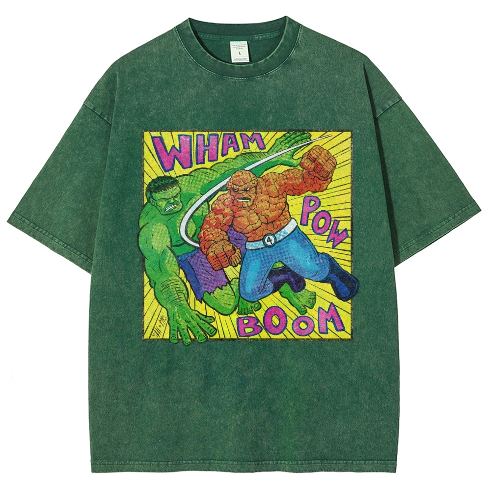Hulk vs. Thing Retro Comic Brawl Washed T-Shirt