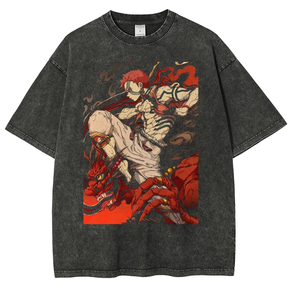 Blindfolded Warrior & Crimson Dragon Washed T-Shirt