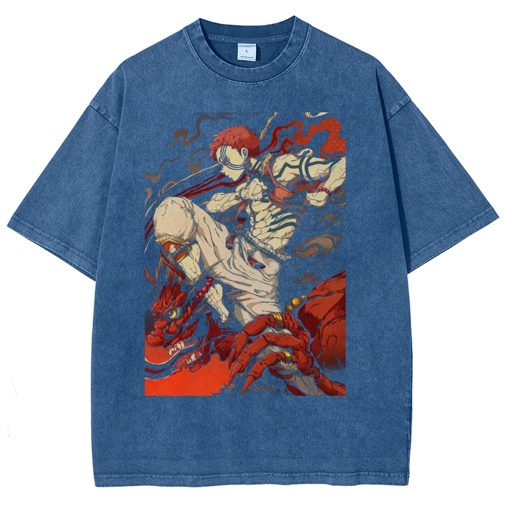 Blindfolded Warrior & Crimson Dragon Washed T-Shirt