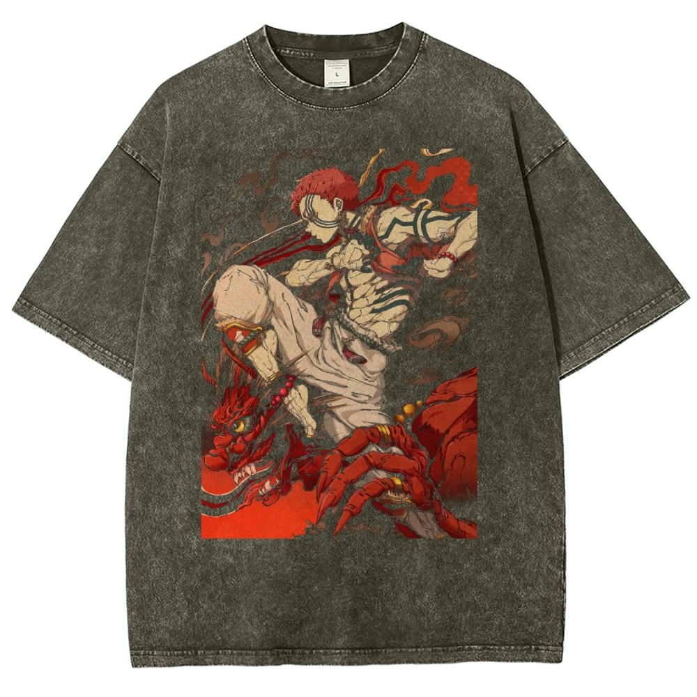 Blindfolded Warrior & Crimson Dragon Washed T-Shirt