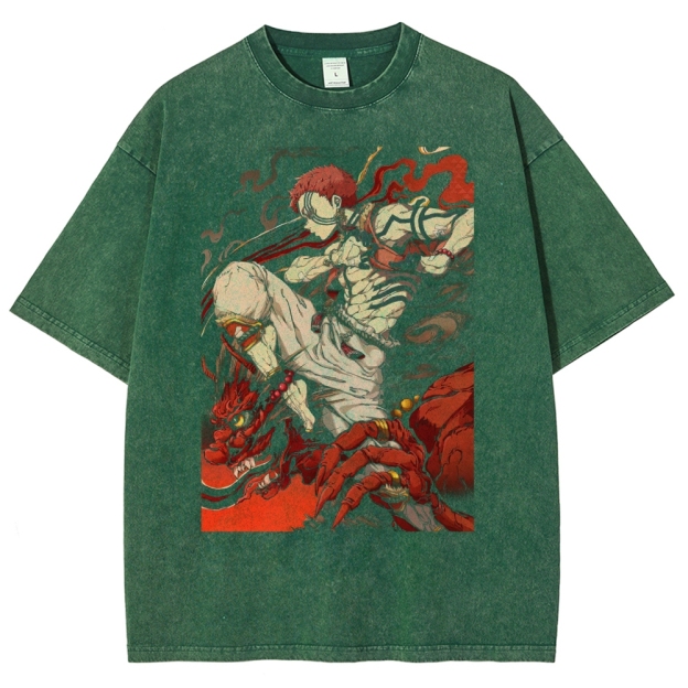Blindfolded Warrior & Crimson Dragon Washed T-Shirt