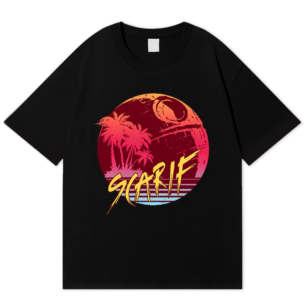 Tropical Space Retro Vacation Cotton T-shirt