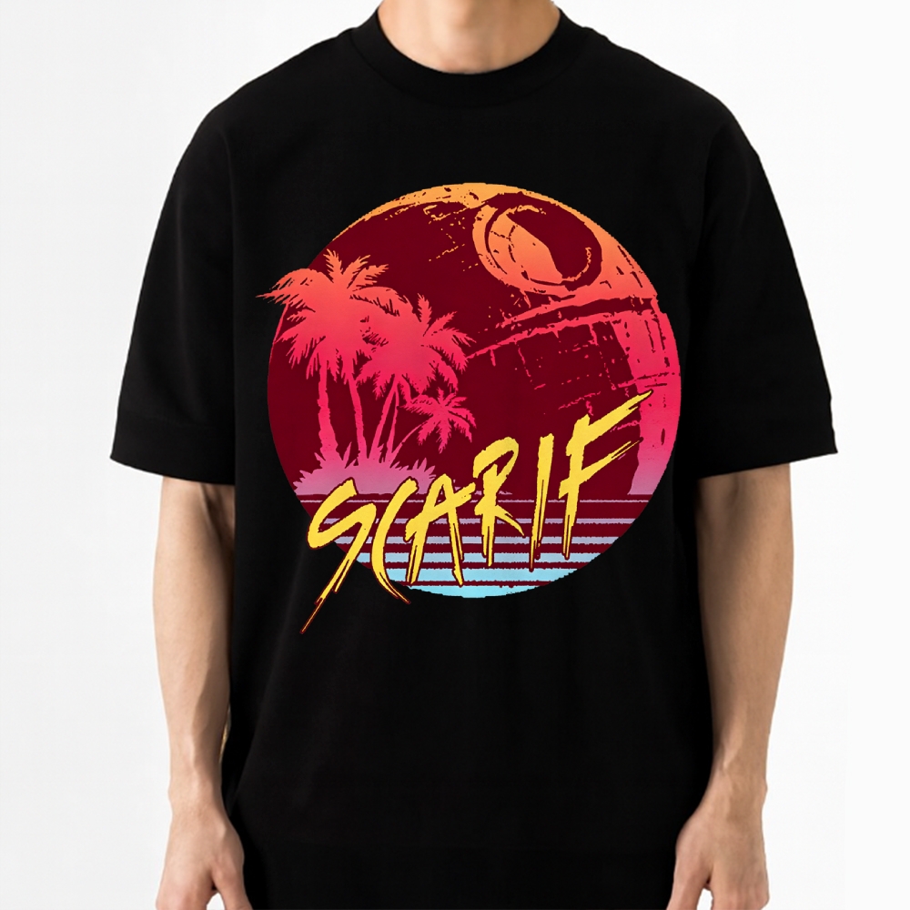 Tropical Space Retro Vacation Cotton T-shirt