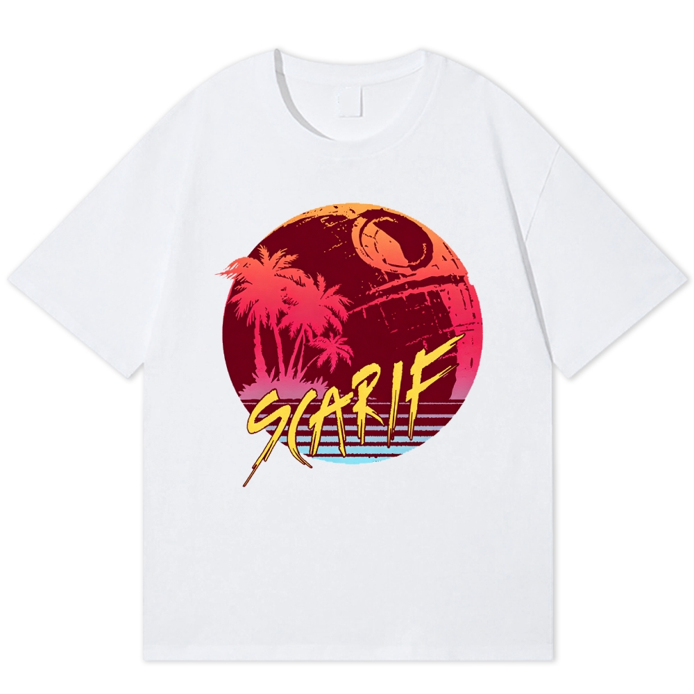 Tropical Space Retro Vacation Cotton T-shirt