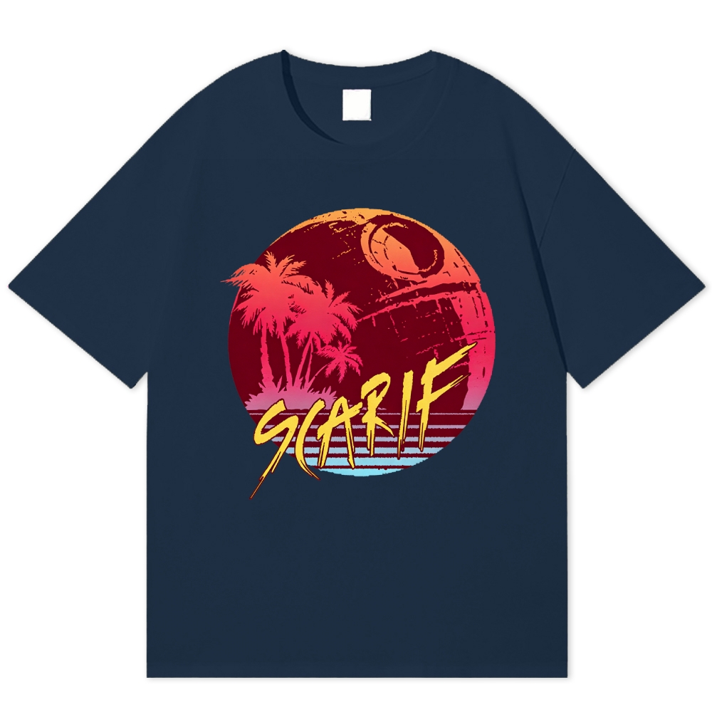 Tropical Space Retro Vacation Cotton T-shirt