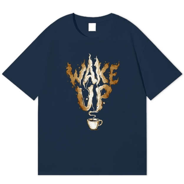 Coffee Stain Wake Up Retro Cotton T-shirt