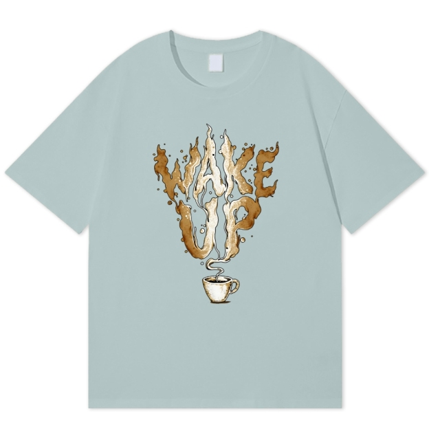 Coffee Stain Wake Up Retro Cotton T-shirt