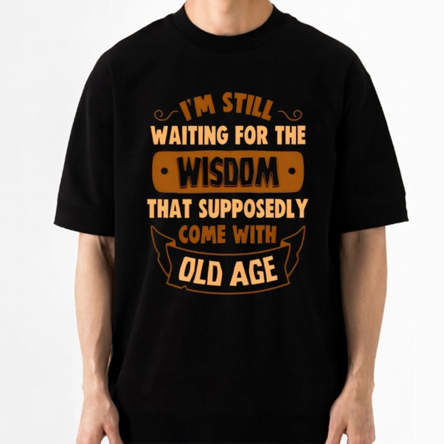 Wisdom Waiting Retro Humor Cotton T-shirt