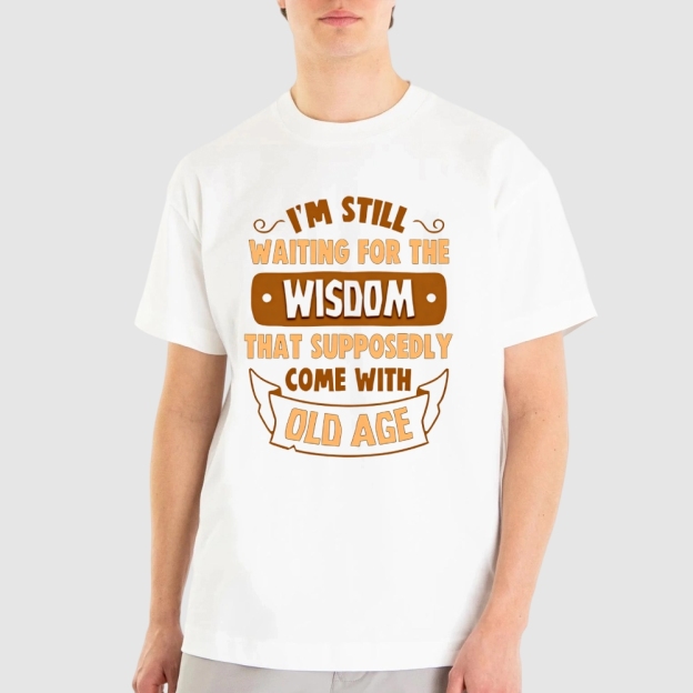 Wisdom Waiting Retro Humor Cotton T-shirt